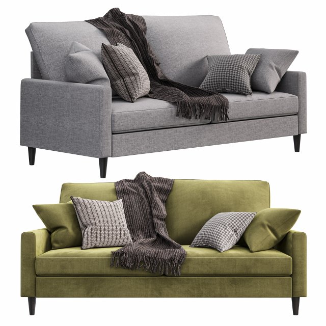 Cazenovia 74 Square Arm Sofa 3D 模型 .c4d .max .obj .3ds .fbx .stl .blend 