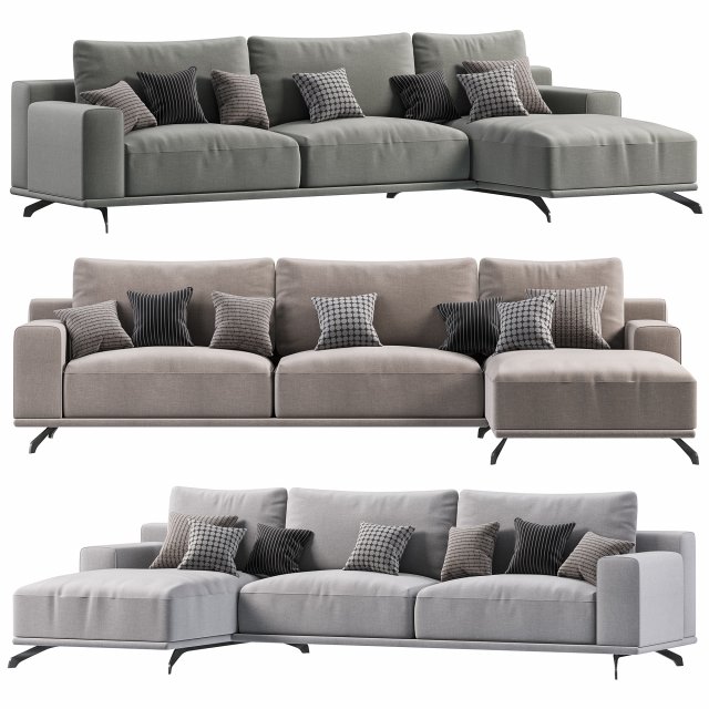 Dalton Sofa with Chaise Longue Ditre Italia Modello 3D .c4d .max .obj .3ds .fbx .stl .blend