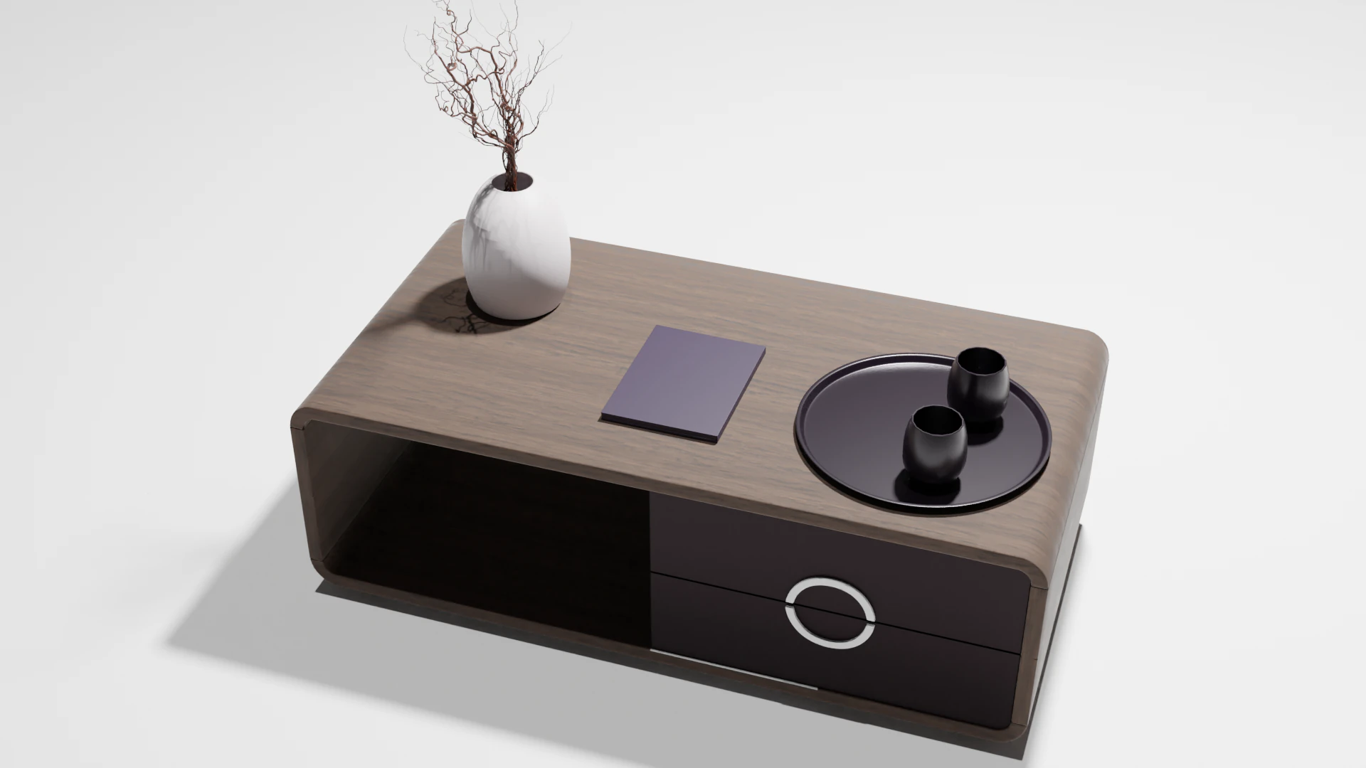 Elegant modern table with decorative accessories 3D Model .c4d .max .obj .3ds .fbx .stl .blend 