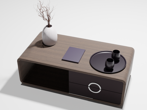 Elegant modern table with decorative accessories 3D मॉडल
