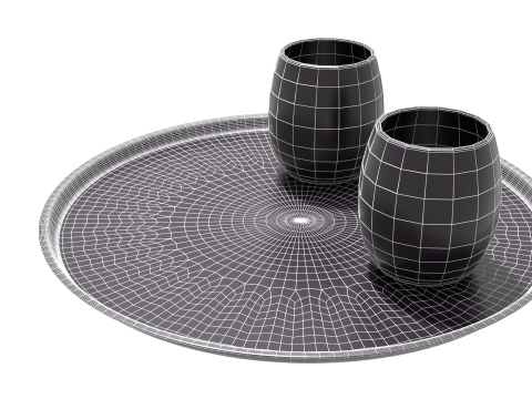 Elegant modern table with decorative accessories 3D Model