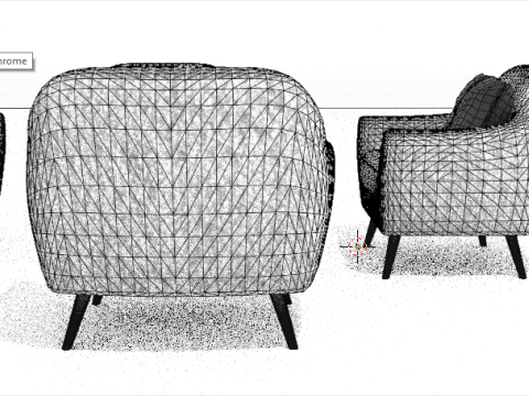 4 elegant chairs with table coffee cups and kettle 3D-Modell