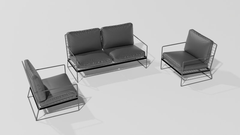 Sofa elegant gray Model 3D .c4d .max .obj .3ds .fbx .stl .blend 