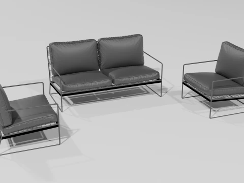 Sof&aacute; elegante cinza Modelo 3D