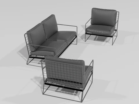 Sof&aacute; elegante cinza Modelo 3D