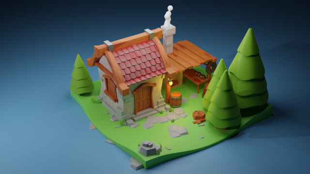 Blacksmiths house Model 3D .c4d .max .obj .3ds .fbx .stl .blend