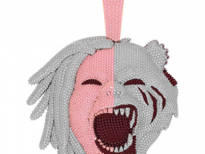 Harming Half Man and Half Beast Round Cut Diamond Pendant Hiphop Model 3D