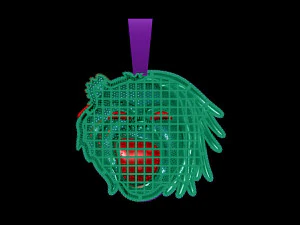 Harming Half Man and Half Beast Round Cut Diamond Pendant Hiphop 3D Model