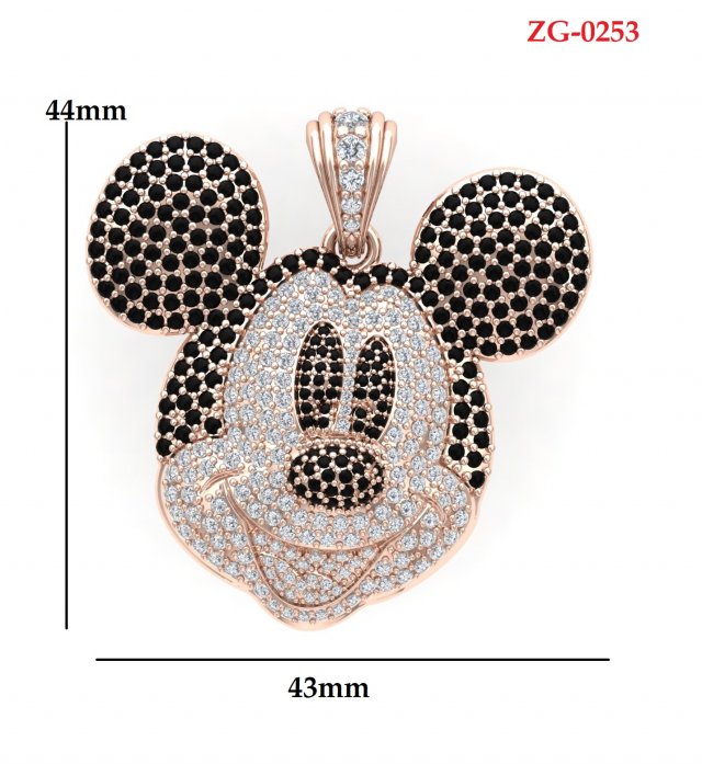 Miki Mouse Pendant 3D Model in Jewellery 3DExport