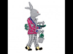 Bunny Pin Brooch For Men -Rabbit Waiter Brooch 3D मॉडल