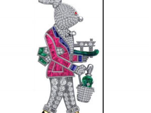 Bunny Pin Brooch For Men -Rabbit Waiter Brooch 3D मॉडल