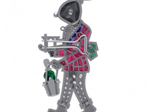 Bunny Pin Brooch For Men -Rabbit Waiter Brooch 3D मॉडल