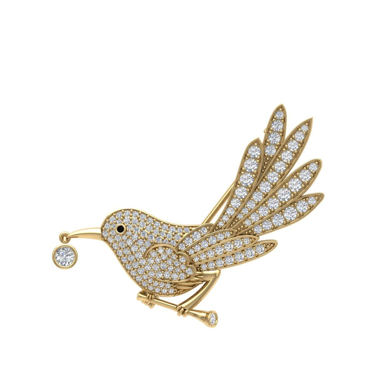 Bird Carry Food Beak Brooch 3D Model .c4d .max .obj .3ds .fbx .stl .blend
