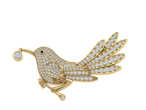 Bird Carry Food Beak Brooch 3D Модель