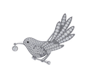 Bird Carry Food Beak Brooch 3D Модель