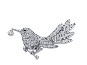 Bird Carry Food Beak Brooch 3D Модель