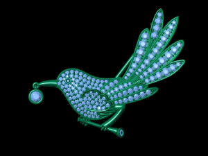 Bird Carry Food Beak Brooch 3D Model