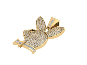 Simulated Diamond Playboy Pendant 3D Model