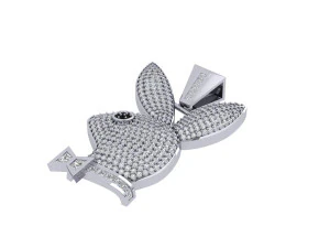 Simulated Diamond Playboy Pendant 3D Model