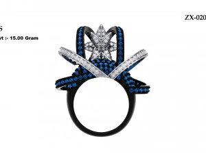 Wedding ART Deco Ring 3D Model