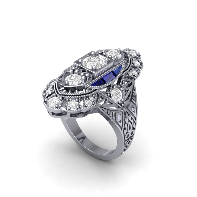 Wedding ART Deco Ring Model 3D .c4d .max .obj .3ds .fbx .stl .blend 