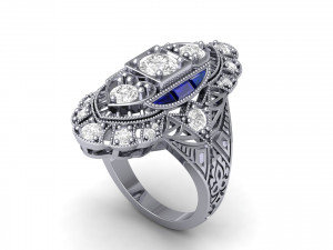 Wedding ART Deco Ring 3D Модель