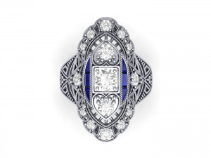 Wedding ART Deco Ring Model 3D