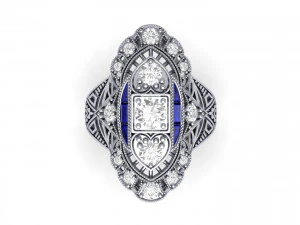 Wedding ART Deco Ring 3D Model