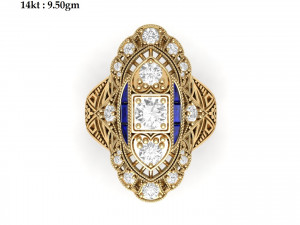 Wedding ART Deco Ring Model 3D