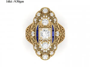 Wedding ART Deco Ring 3D Model