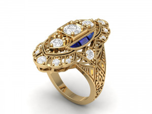 Wedding ART Deco Ring Model 3D