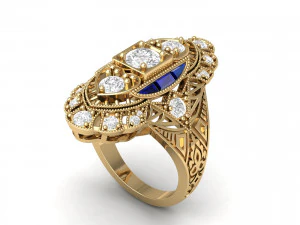 Wedding ART Deco Ring 3D Model