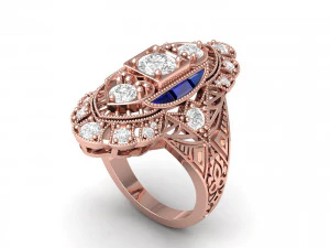 Wedding ART Deco Ring 3D Model