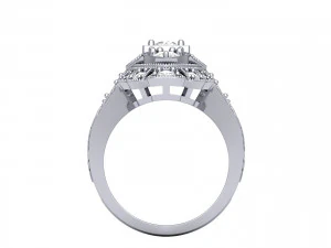 Wedding ART Deco Ring 3D Model