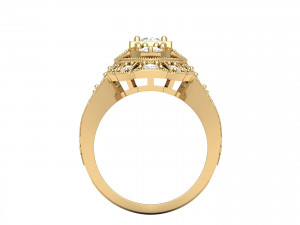 Wedding ART Deco Ring Model 3D