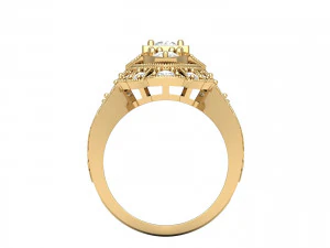 Wedding ART Deco Ring 3D Model