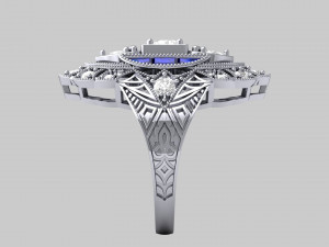 Wedding ART Deco Ring Model 3D