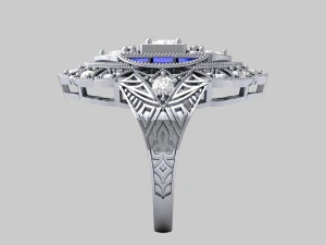 Wedding ART Deco Ring 3D Model