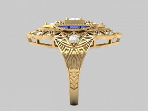Wedding ART Deco Ring Model 3D