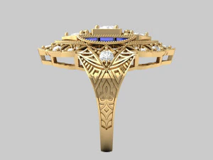 Wedding ART Deco Ring 3D Model
