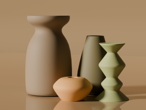 Home Decor 4 Ceramic Pieces Free low-poly 3D-Modell