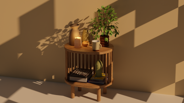Bamboo Bedside Table Connery 3D Model .c4d .max .obj .3ds .fbx .stl .blend 