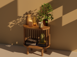 Bamboo Bedside Table Connery 3D Model