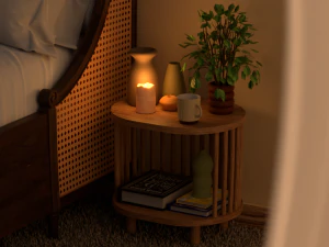 竹製ベッドサイドテーブル コネリー 3Dモデル