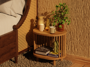 Bamboo Bedside Table Connery 3D Model