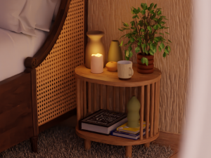 Bamboo Bedside Table Connery 3D Model