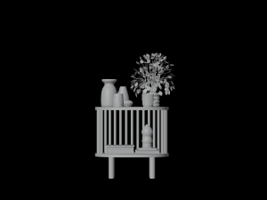 Bamboo Bedside Table Connery 3D Model