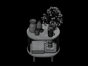 竹製ベッドサイドテーブル コネリー 3Dモデル