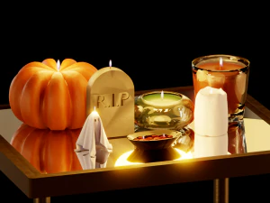 アニメーションの炎が付いたハロウィーンのキャンドルパンドル 3Dモデル