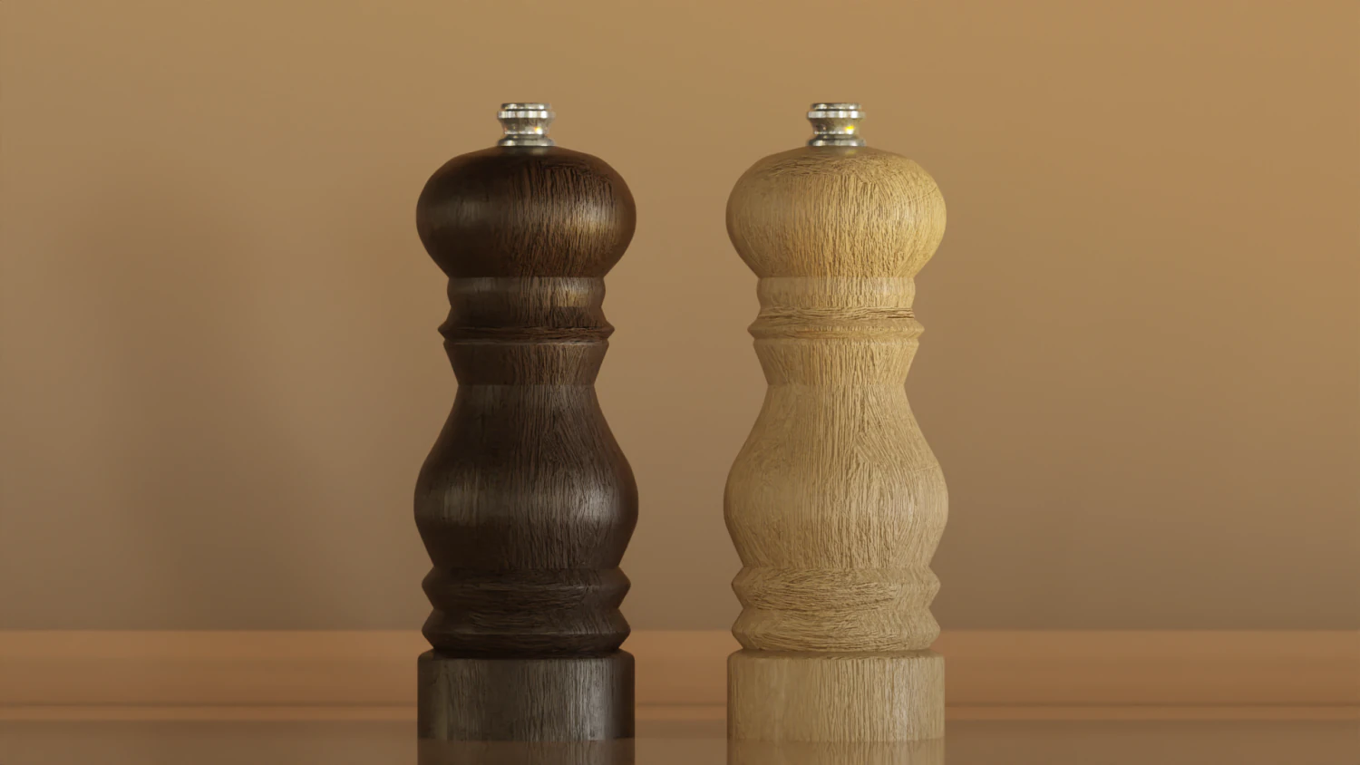 Salt and Pepper Grinders 3D Model .c4d .max .obj .3ds .fbx .stl .blend